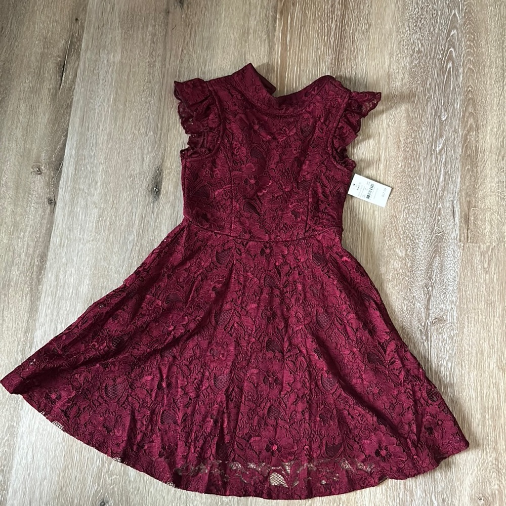 burgundy lace dress size 4/5